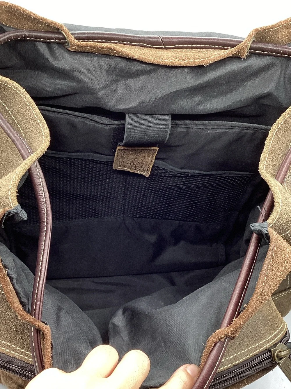 Men's Suede Claire Chase Laptop Backpack in Dark Brown Suede Leather